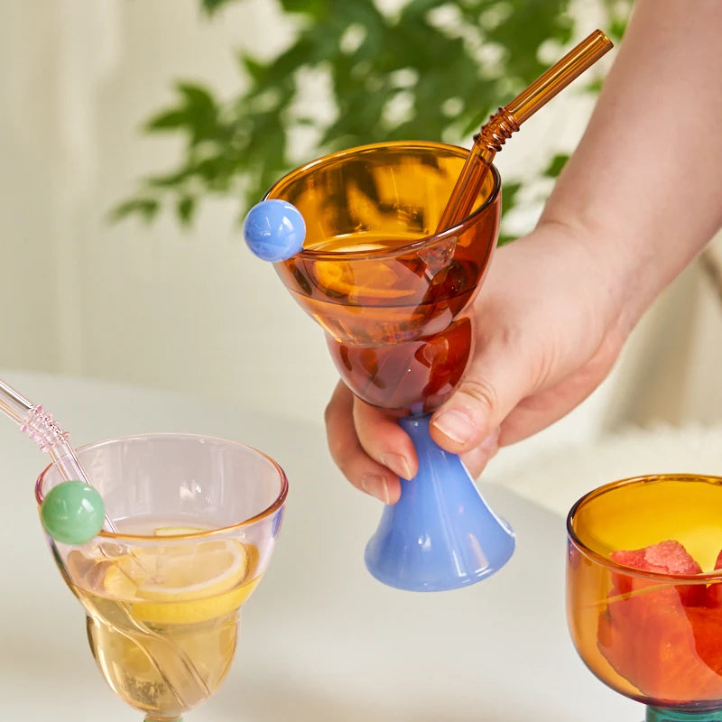 Handmade Glass Wine Glass Vintage Ice Cream Cereal Bowl