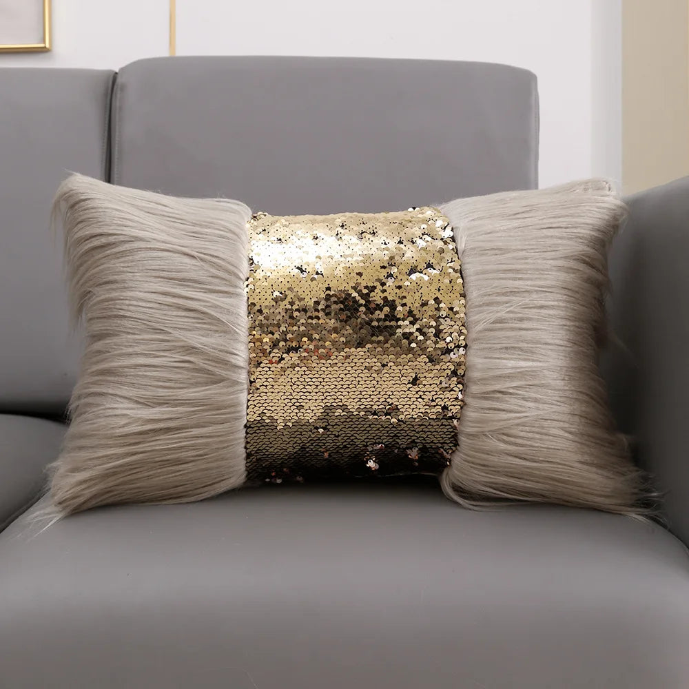 Luxury Sequin Fur Cushion Cover