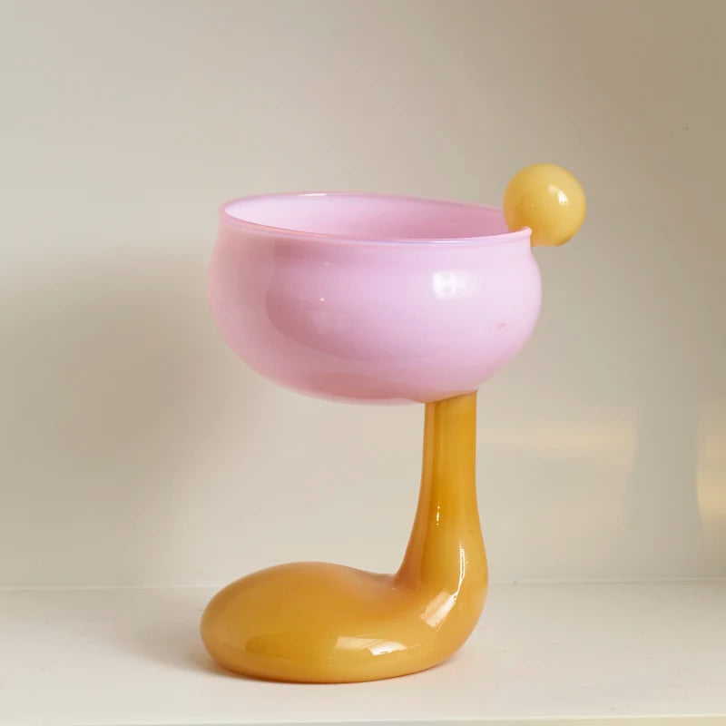 Handmade Glass Wine Glass Vintage Ice Cream Cereal Bowl