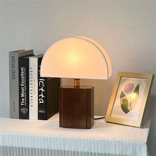 Wabi-Sabi Retro Solid Wood + Fabric Lampshade Decorative Table Lamp