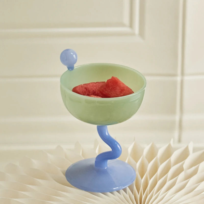 Handmade Glass Wine Glass Vintage Ice Cream Cereal Bowl